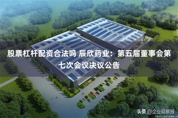 股票杠杆配资合法吗 辰欣药业：第五届董事会第七次会议决议公告