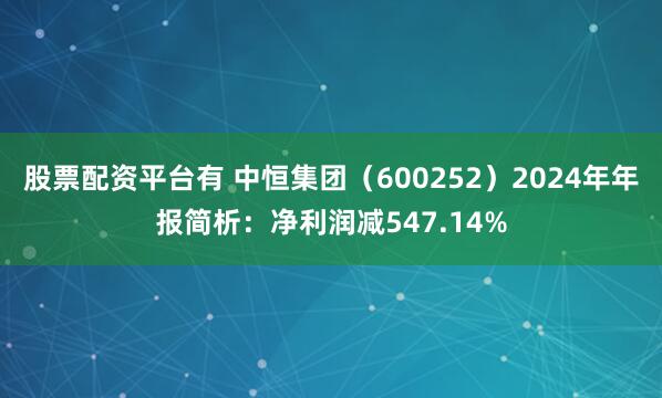 股票配资平台有 中恒集团（600252）2024年年报简析：净利润减547.14%