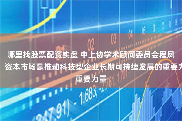 哪里找股票配资实盘 中上协学术顾问委员会程凤朝：资本市场是推动科技型企业长期可持续发展的重要力量